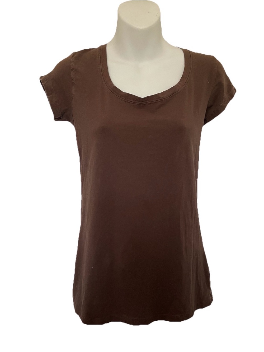 Active Basic Chocolate Brown Scoopneck Tee Shirt Size Large